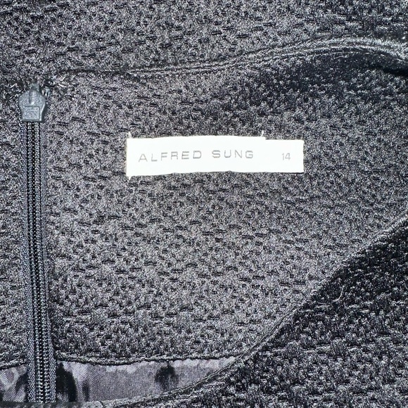 Alfred Sung Size 14 Black Shift Dress Sleeveless Classic Work Office Tweed - Picture 5 of 5